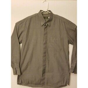 Vito Rufolo Uomo Couture Mens LARGE Grey 16-16 1/2 Button Up Staple Cotton LS